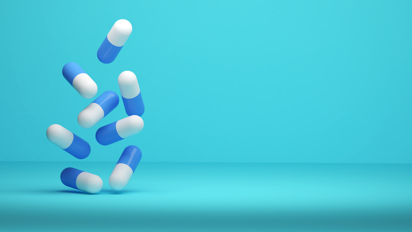 Drug production for medical use,drug on blue background, medicin
